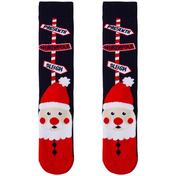Шкарпетки жіночі новорічні, синій Санта