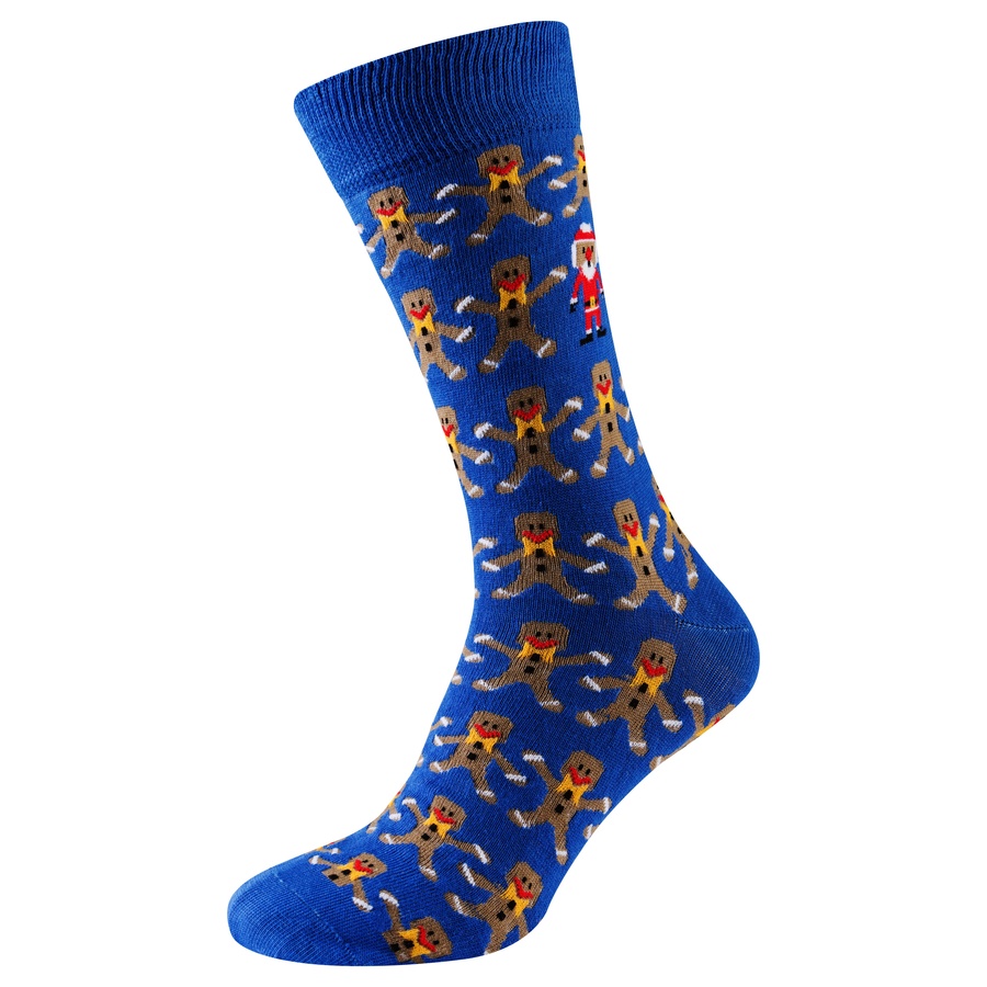 Шкарпетки чоловічі новорічні, синій "пряний і санта"