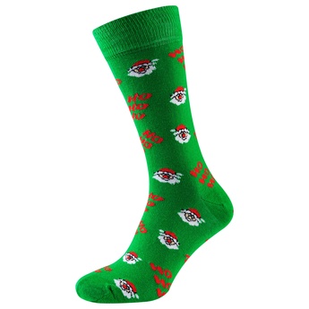 Шкарпетки чоловічі новорічні, зелений "санта"