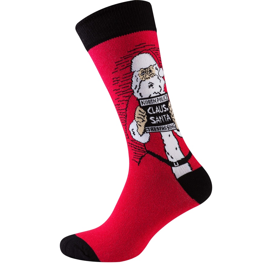  Шкарпетки чоловічі новорічні, червоно-чорний "Santa-Police"