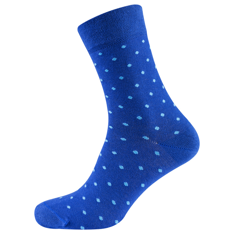 Носки мужские цветные из хлопка, синий в горошек