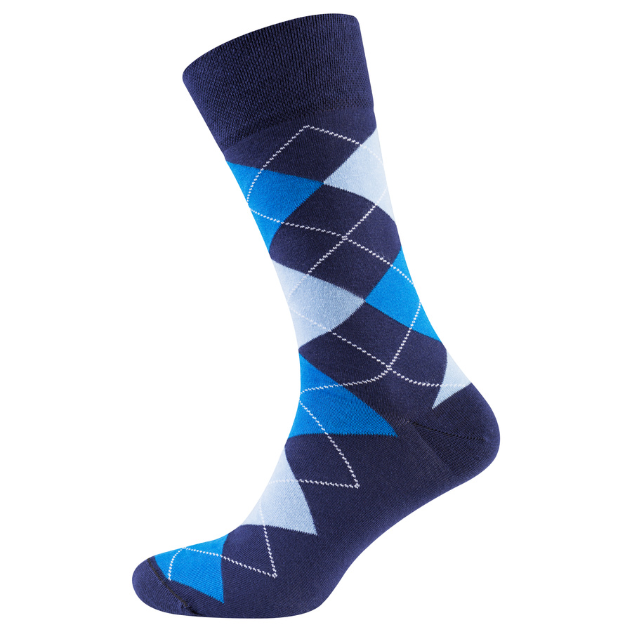 Шкарпетки чоловічі кольорові з бавовни, синьо-блакитний ромб