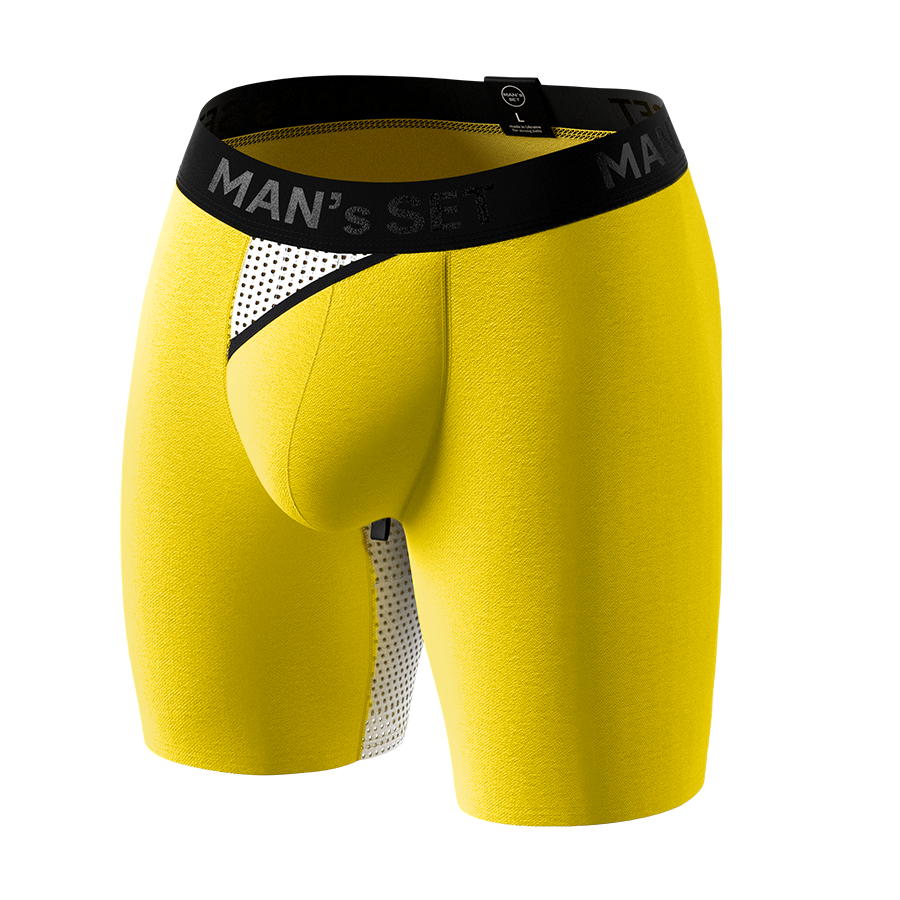 Мужские анатомические боксеры из хлопка, Anatomic Long 2.0 Light, Black Series, желтый