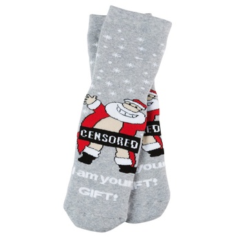 Шкарпетки чоловічі новорічні, сірий, "I`m your GIFT"