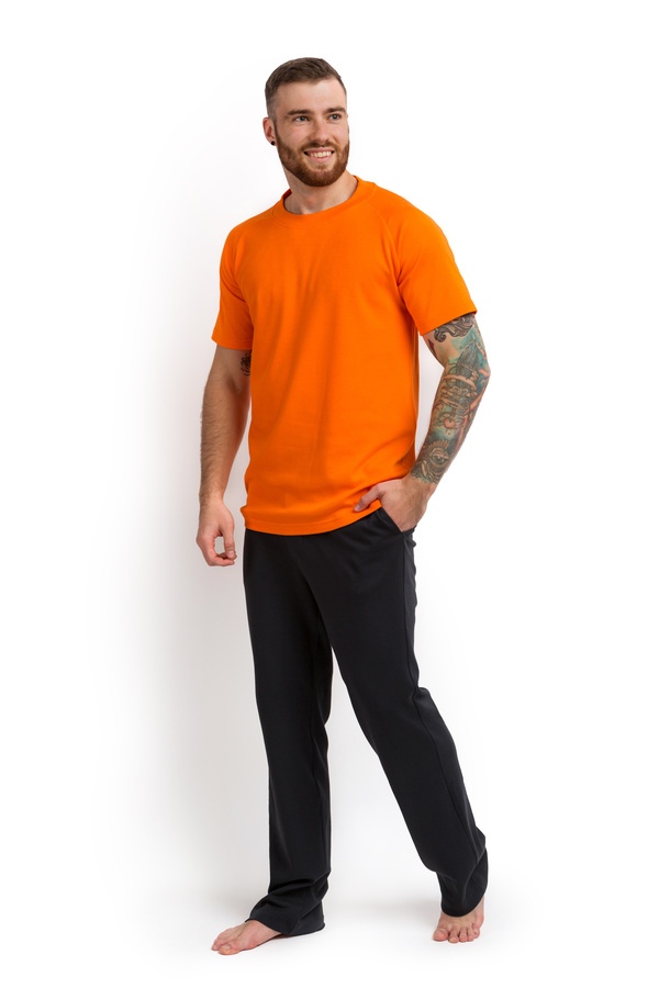Пижама мужская (футболка и штаны) оранжевый с графитовым