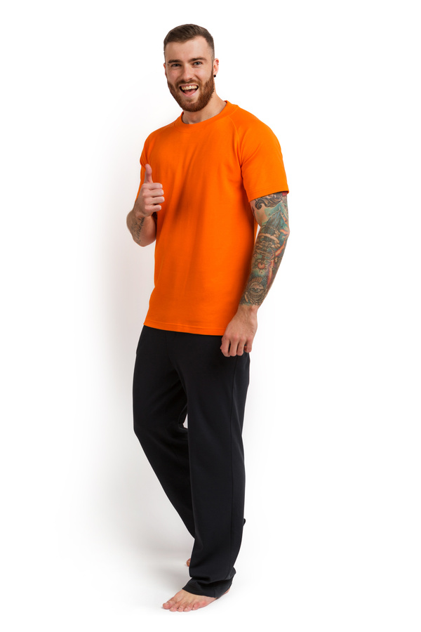 Пижама мужская (футболка и штаны) оранжевый с графитовым