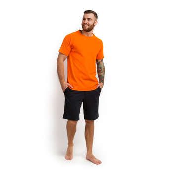 Пижама мужская  (футболка и шорты) оранжевый с графитовым 