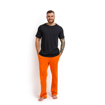 Пижама мужская (футболка и штаны) графитовый с оранжевым