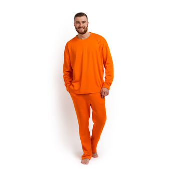 Пижама мужская  (лонгслив и брюки) оранжевая XXL-XXXL