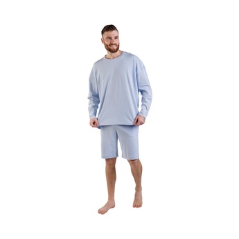 Пижама мужская (лонгслив и шорты) голубой