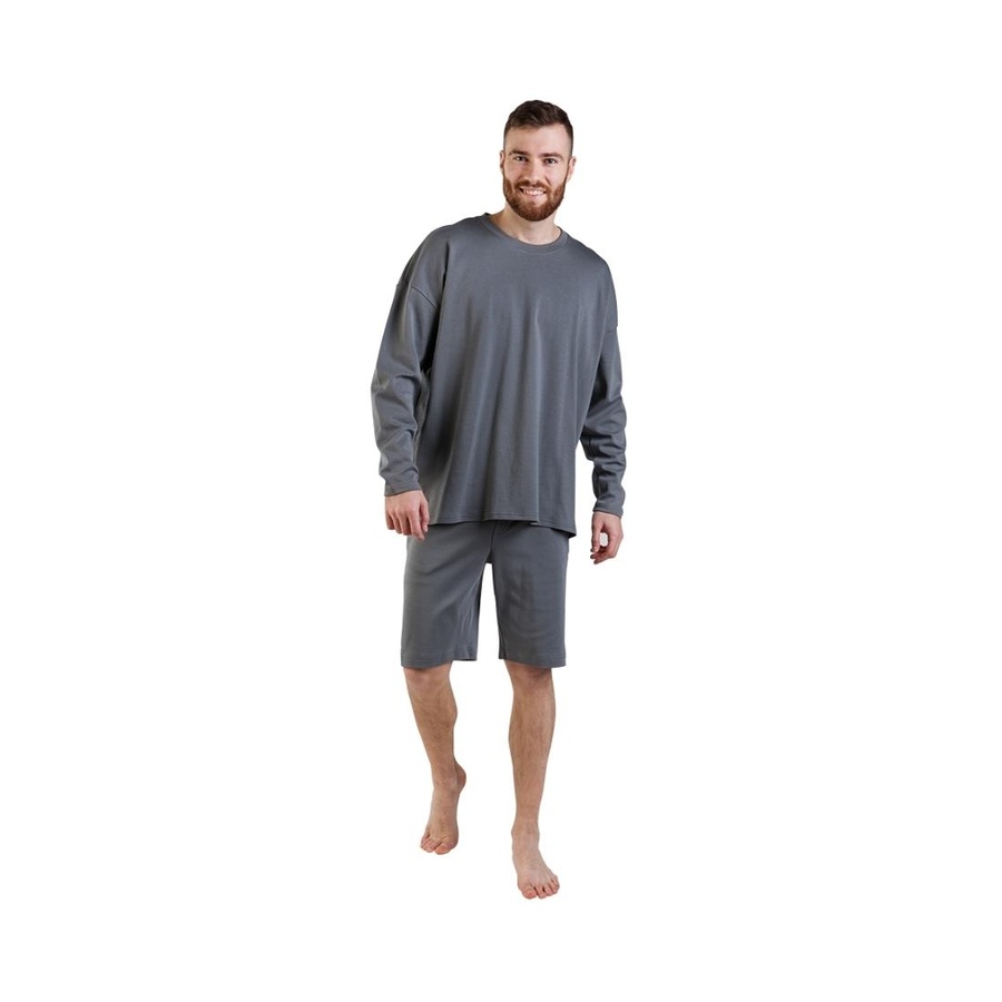 Пижама мужская  (лонгслив и шорты) графитовый XXL-XXXL