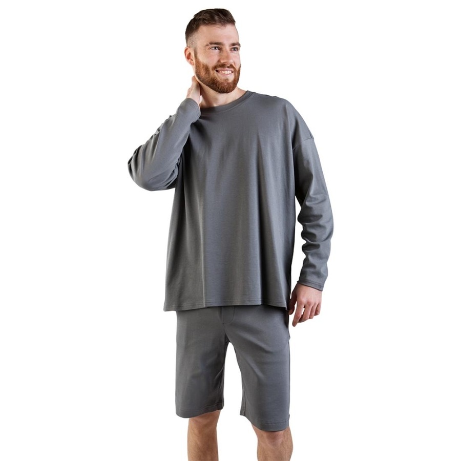 Пижама мужская  (лонгслив и шорты) графитовый M-XL