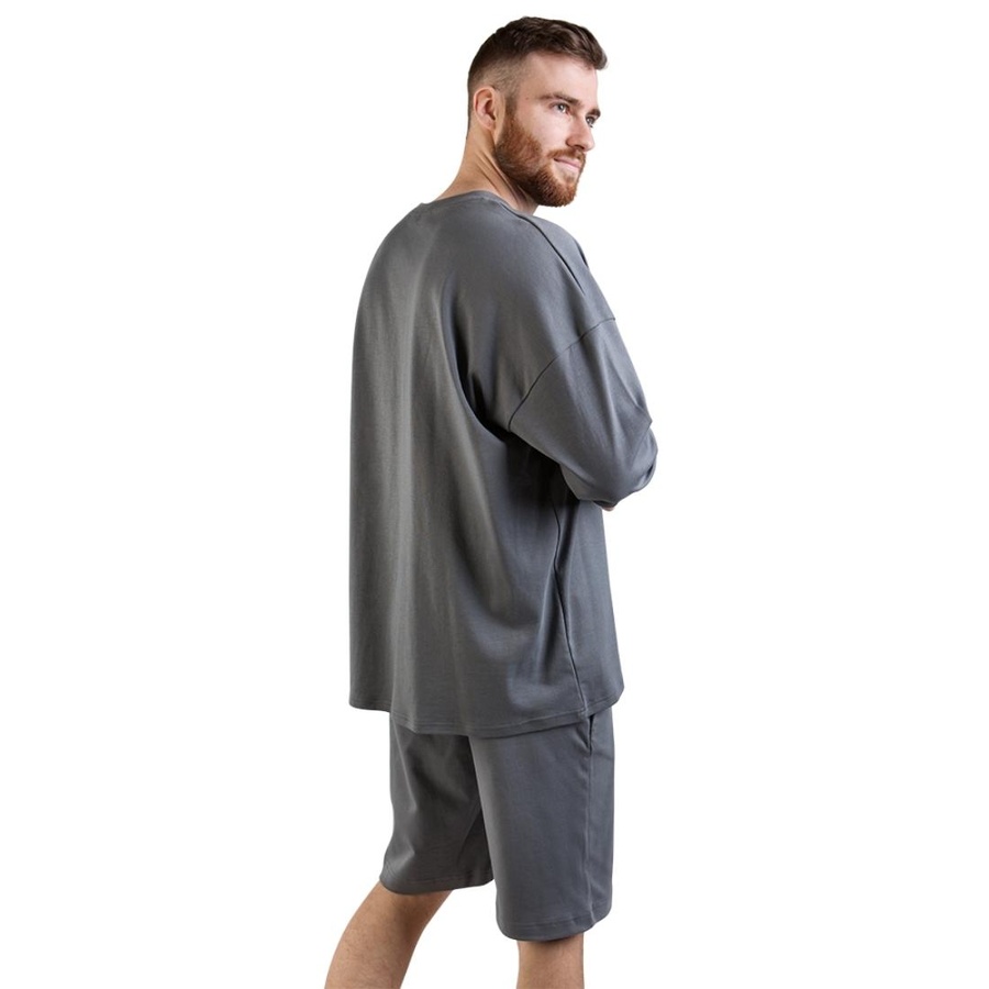 Піжама чоловіча (лонгслів і шорти) графітовий M-XL