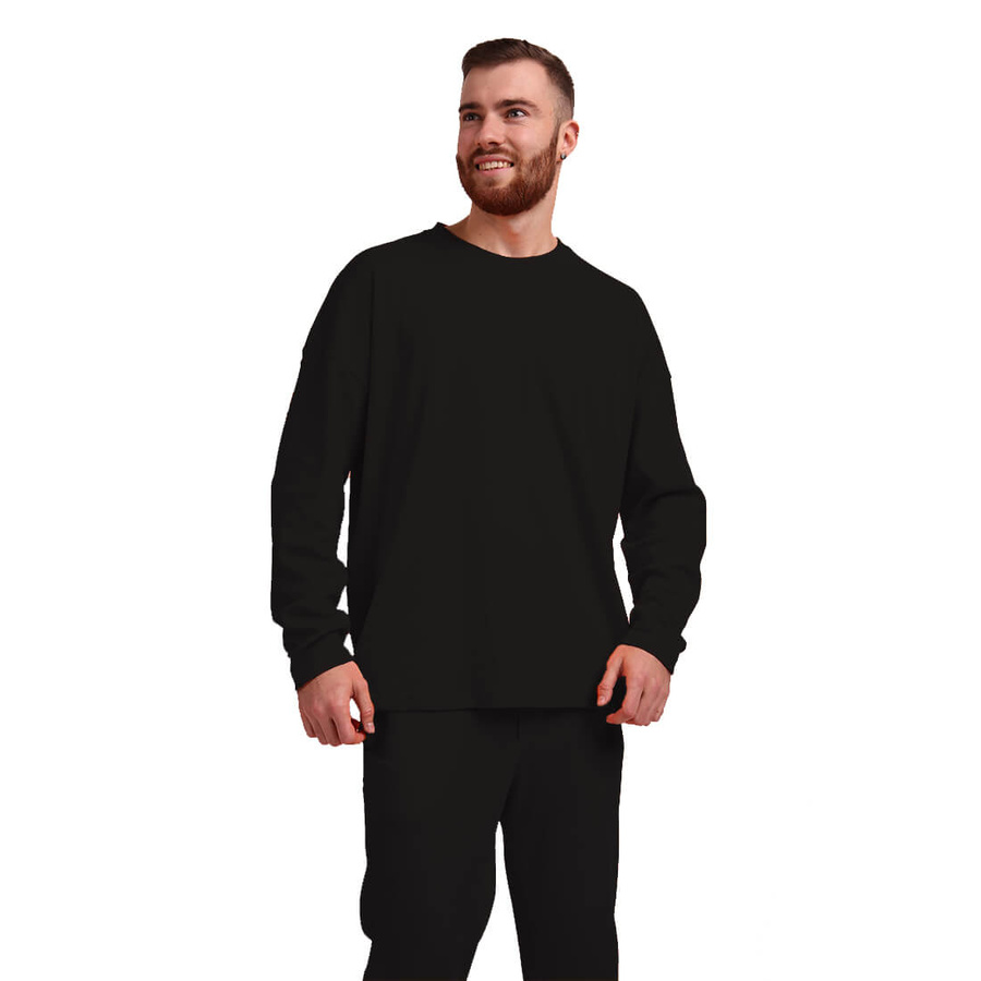 Лонгслив мужской Oversize хлопок чёрный XXL-XXXL