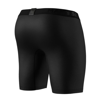 Мужские удлиненные спортивные боксеры Long w/fly Cooltech, черный вид сзади