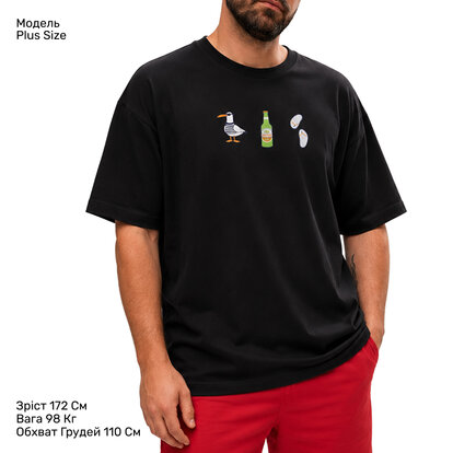 Футболка Oversize Unisex, чорний, Beach Rebel  MAN's SET вигляд 1 