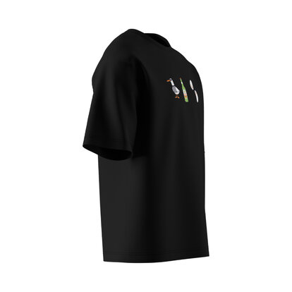 Чорна футболка Oversize Unisex Beach Rebel з принтом на грудях, боковий вигляд