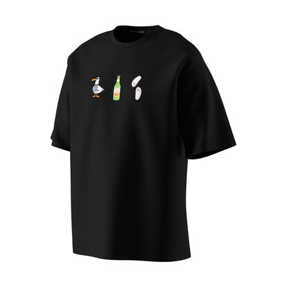 Чорна футболка Oversize Unisex Beach Rebel з принтом на грудях, вигляд під кутом