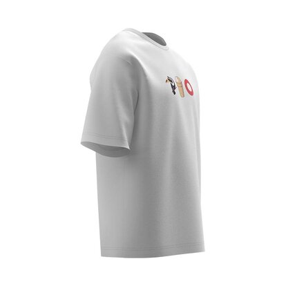 Біла футболка Oversize Unisex Cream Summer з принтом на грудях, боковий вигляд
