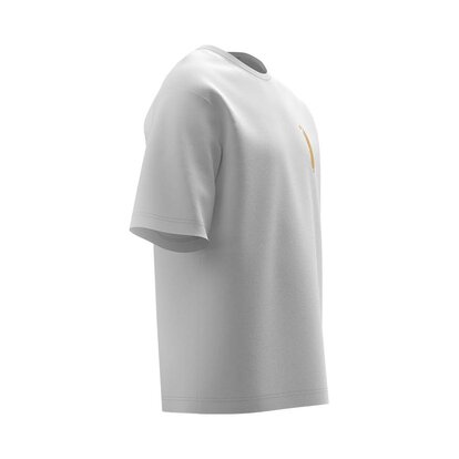 Біла футболка Oversize Unisex Surf Season з принтом на грудях, боковий вигляд