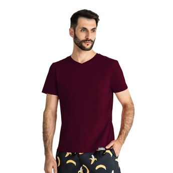 Футболка Basic V-neck, марсала