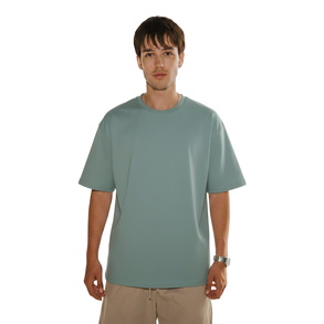 Футболка oversize fit U-neck, серо-зелёный