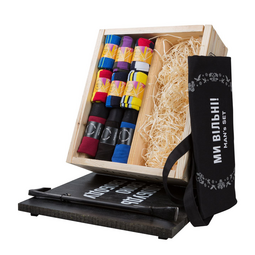 Подарунковий набір Ukrainian man's box Black Series Large з шопером