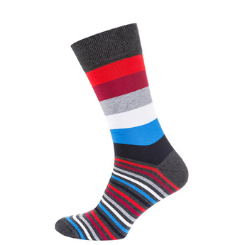 Шкарпетки чоловічі кольорові з бавовни, червоно-синя смужка