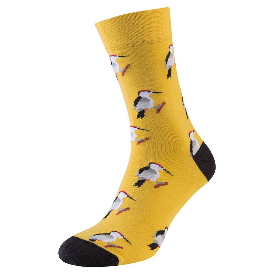 Носки мужские цветные из хлопка, жёлтый "Птицы"