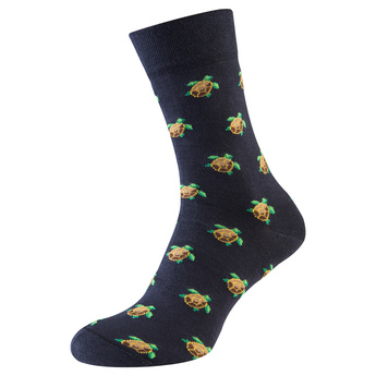 Шкарпетки чоловічі кольорові з бавовни, чорний "Черепахи"