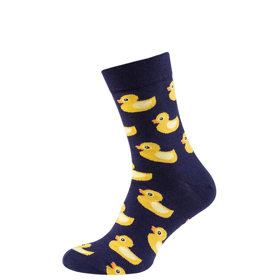 Шкарпетки чоловічі кольорові з бавовни, синій з качечками