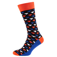 Шкарпетки чоловічі кольорові з бавовни, коралово-синій трикутник