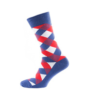Шкарпетки чоловічі кольорові з бавовни, червоно-синя клітина