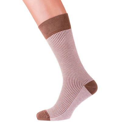 Носки мужские цветные из хлопка, бежевый зигзаг  MAN's SET  вид спереди