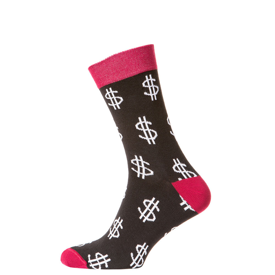 Шкарпетки чоловічі кольорові з бавовни, чорний (доллар)