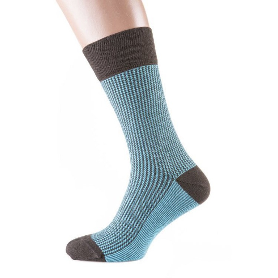 Шкарпетки чоловічі кольорові з бавовни, блакитний зігзаг