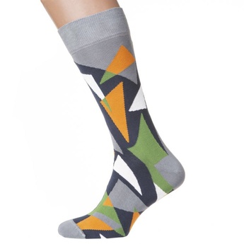Шкарпетки чоловічі кольорові з бавовни, ( сірий абстрактний трикутник )
