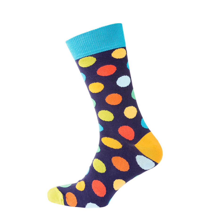 Шкарпетки чоловічі кольорові з бавовни, блактиний в кольоровий горошок