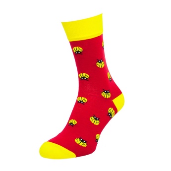 Шкарпетки чоловічі кольорові з бавовни, сонечко, червоні