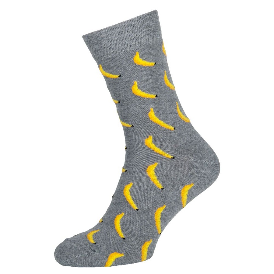 Носки мужские цветные из хлопка, серый "Банан"