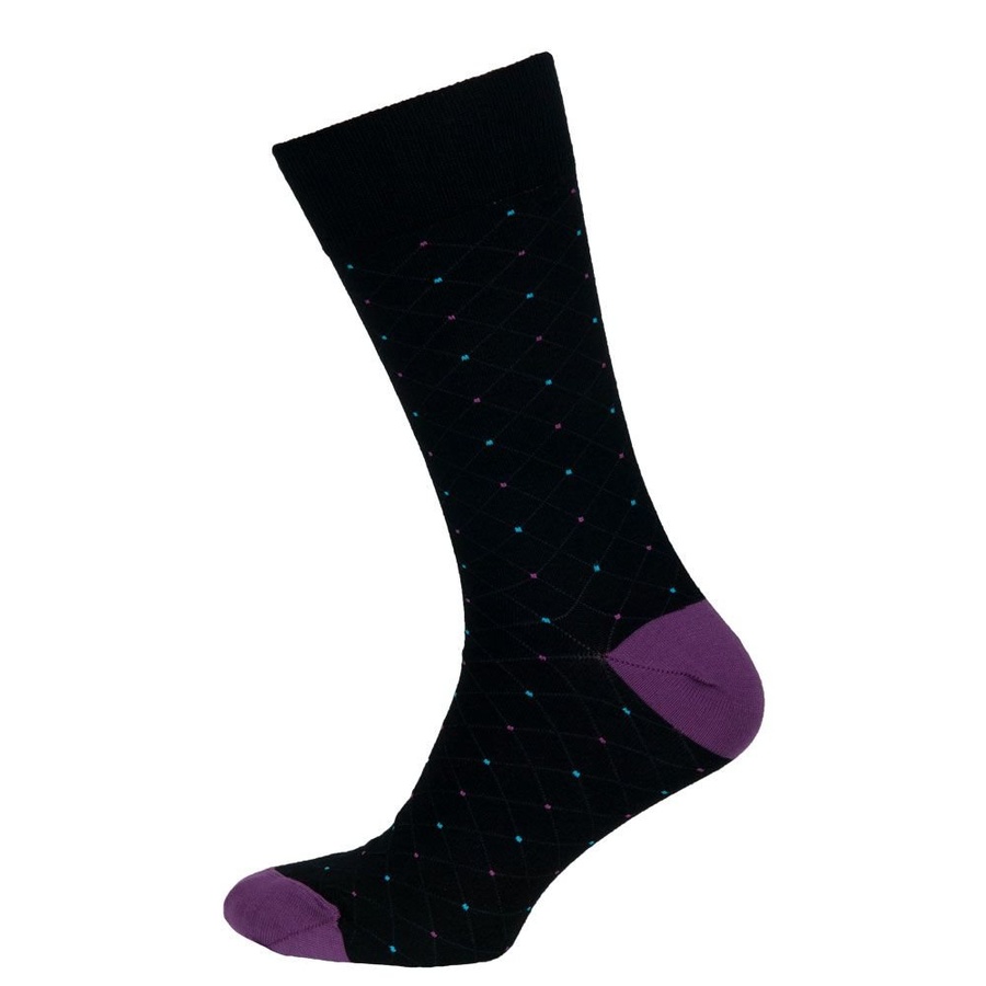 Шкарпетки чоловічі кольорові з бавовни, чорний в крапку