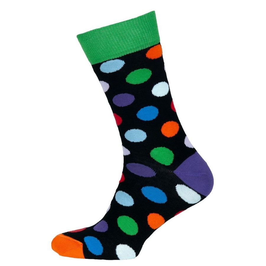 Шкарпетки чоловічі кольорові з бавовни, салатовий в кольоровий горошок