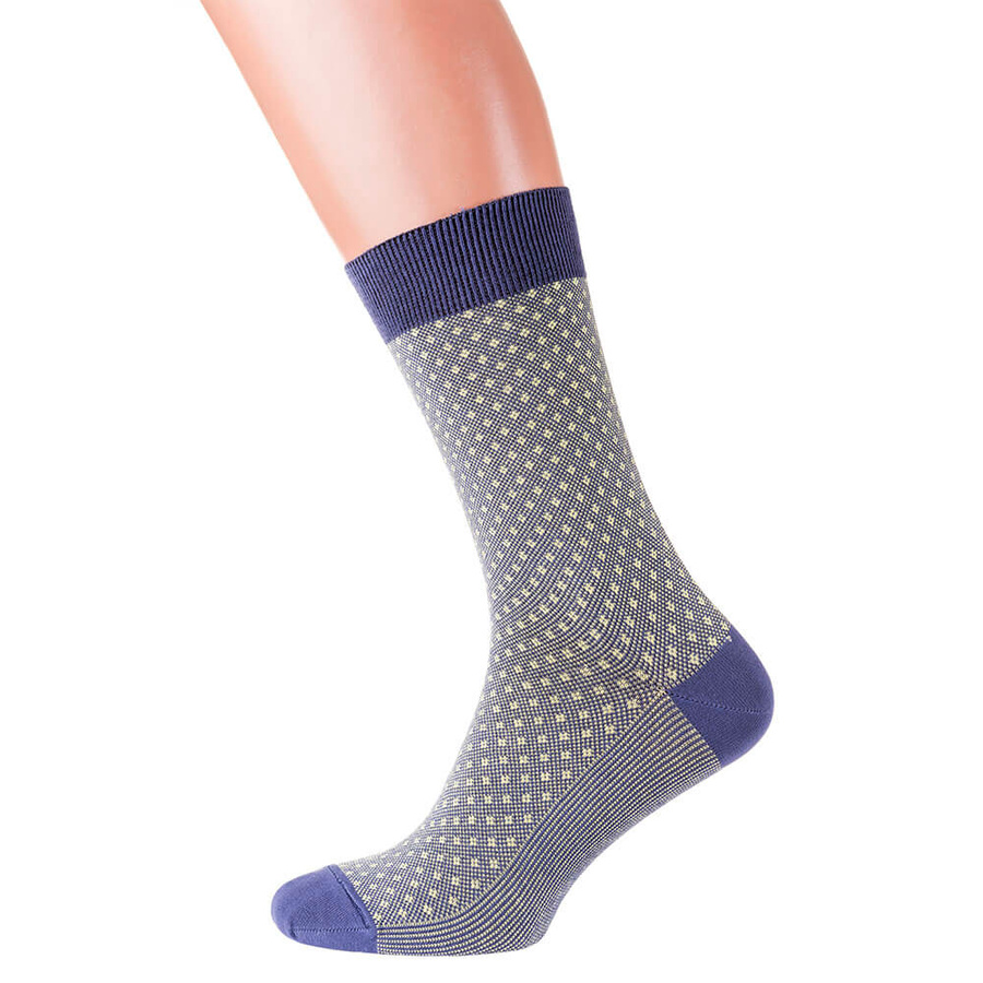 Шкарпетки чоловічі кольорові з бавовни, синя сітка 