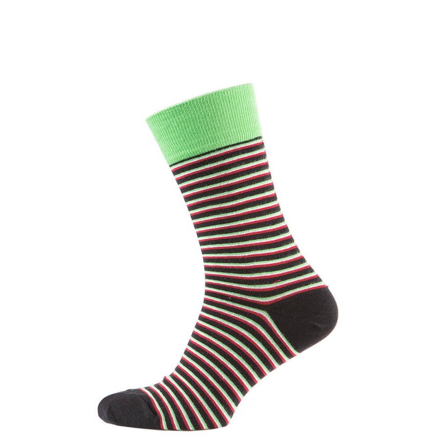 Шкарпетки чоловічі кольорові з бавовни, салатова смужка