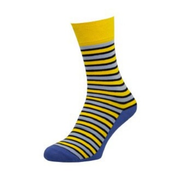 Носки мужские цветные из хлопка, жёлто-голубая полоска
