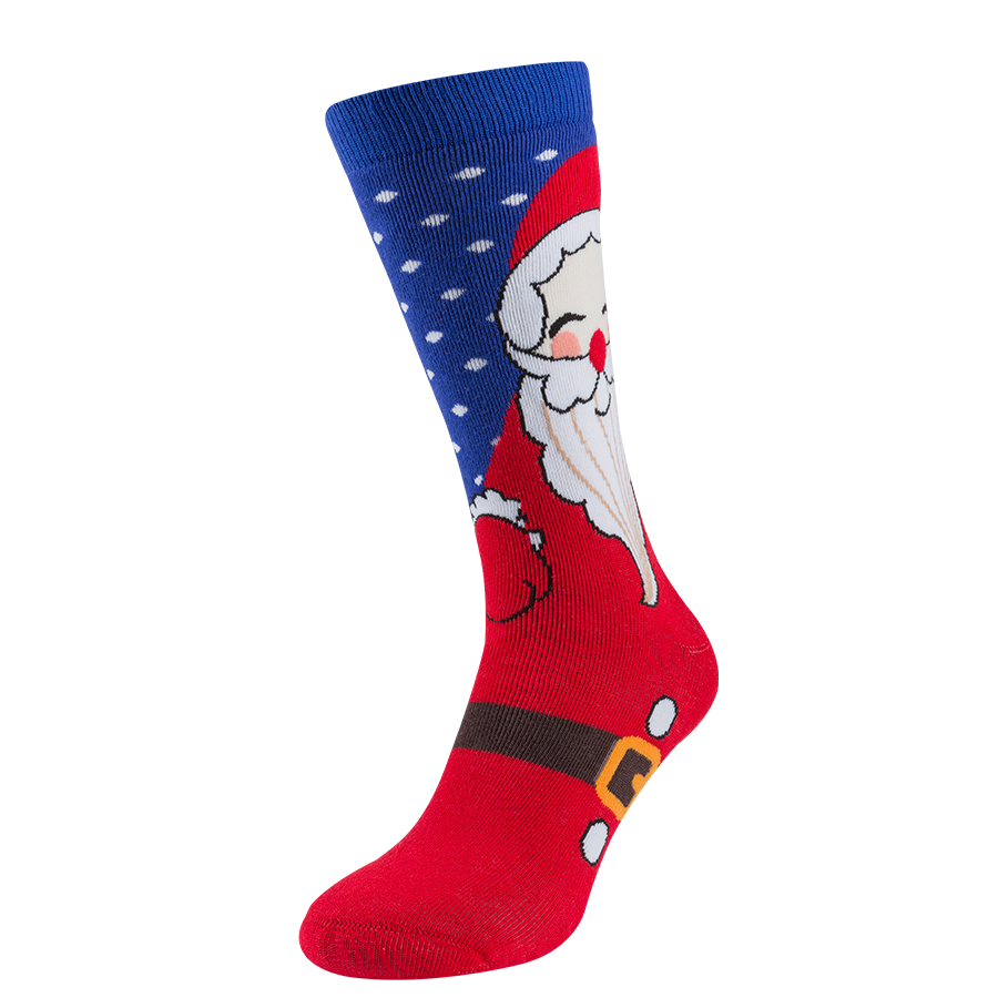 Шкарпетки новорічні унісекс, Санта на синьому