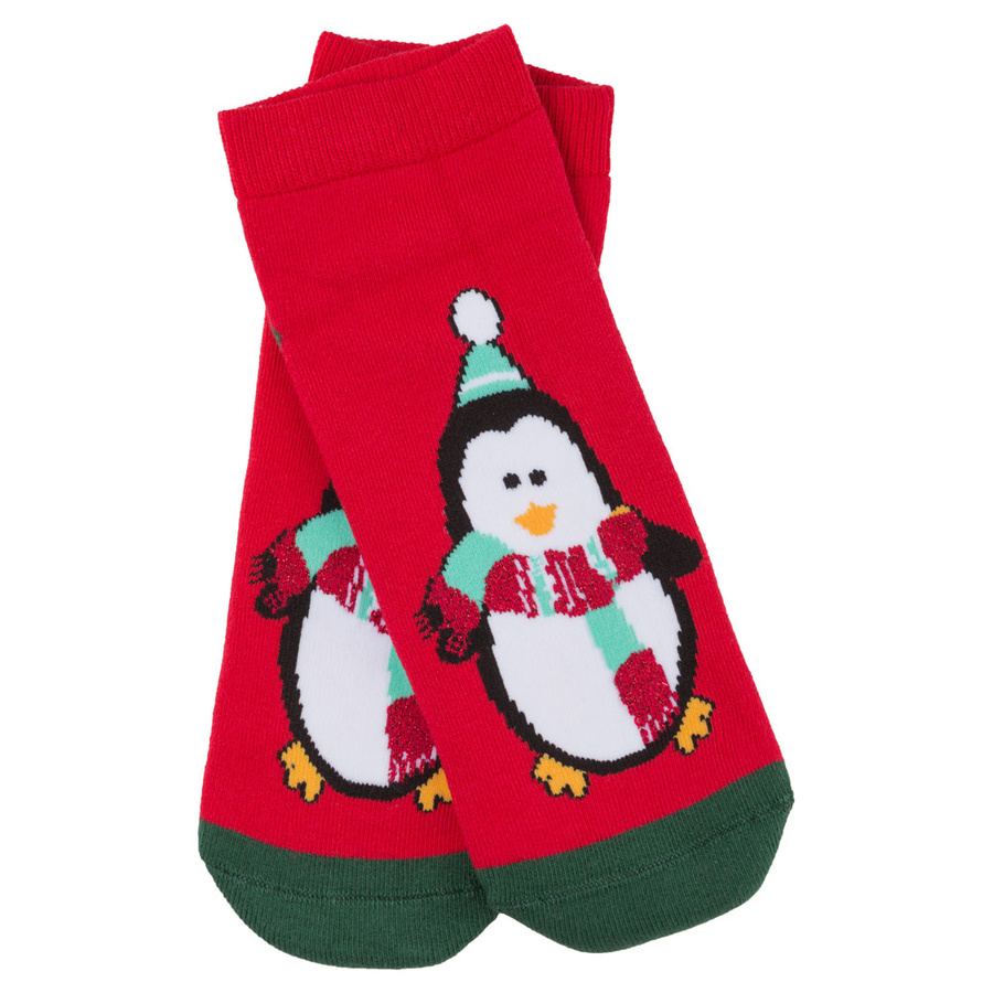 Шкарпетки жіночі новорічні, Penguin червоний