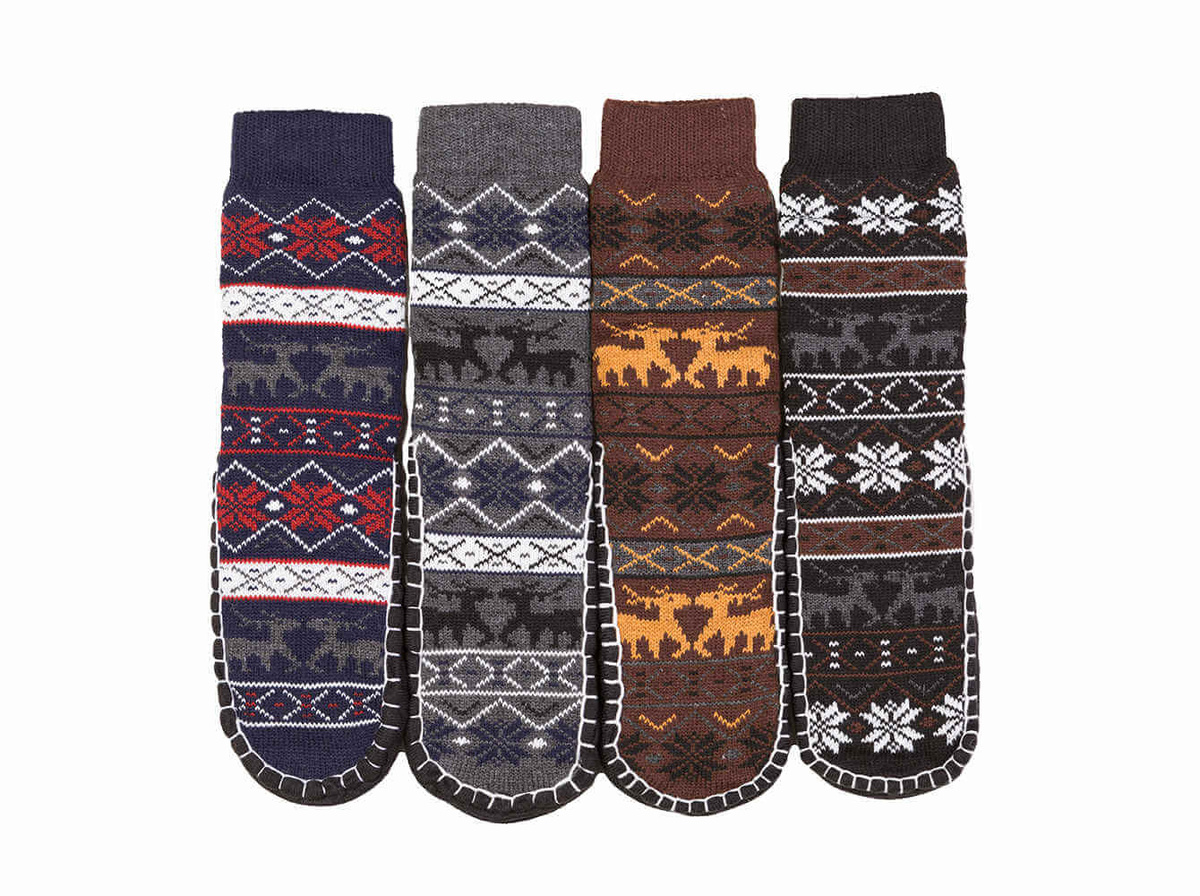 Чоловічі теплі домашні шкарпетки з підошвою, бежевий