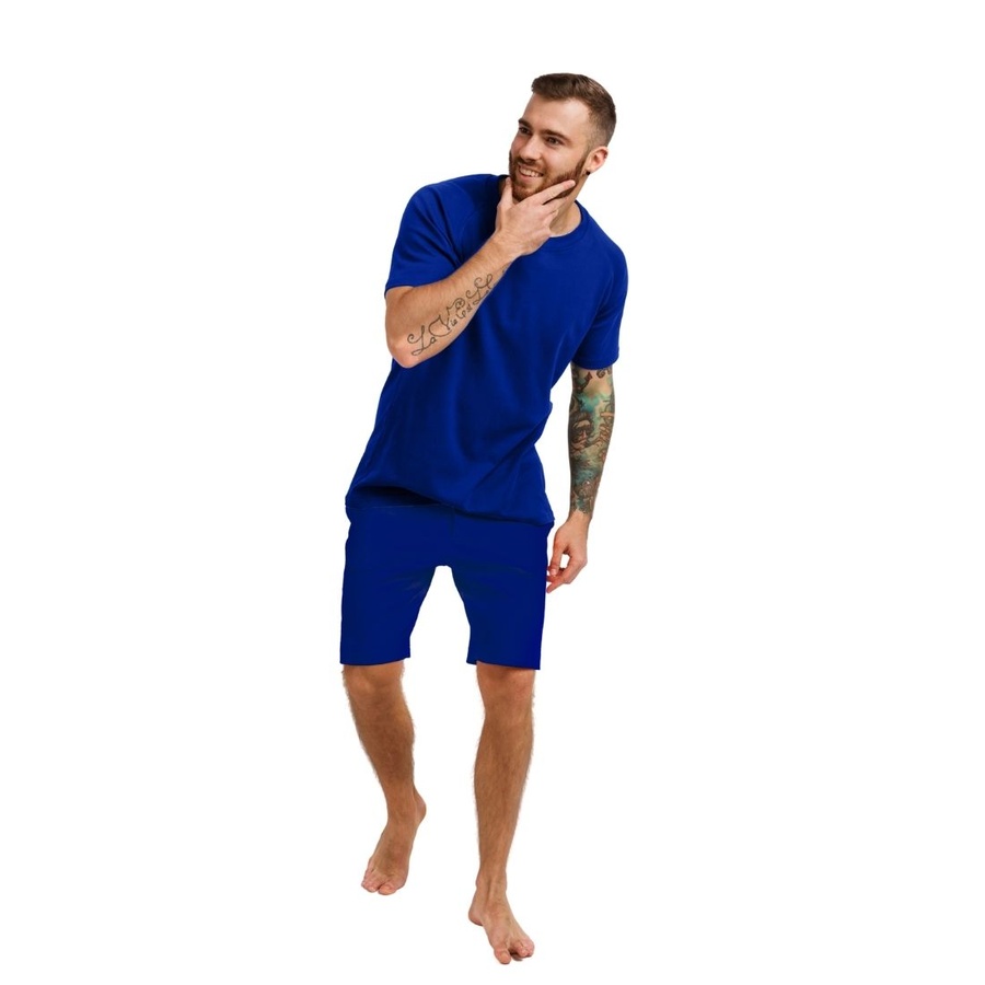 Пижама мужская  (футболка и шорты) синий