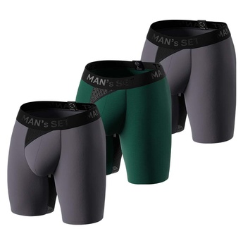 Комплект анатомических трусов Long 2.0 Light, Black Series, темно-зеленый/графитовый, 3шт